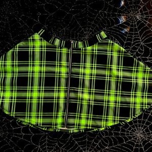 Neon Green Plaid Skater Skirt.